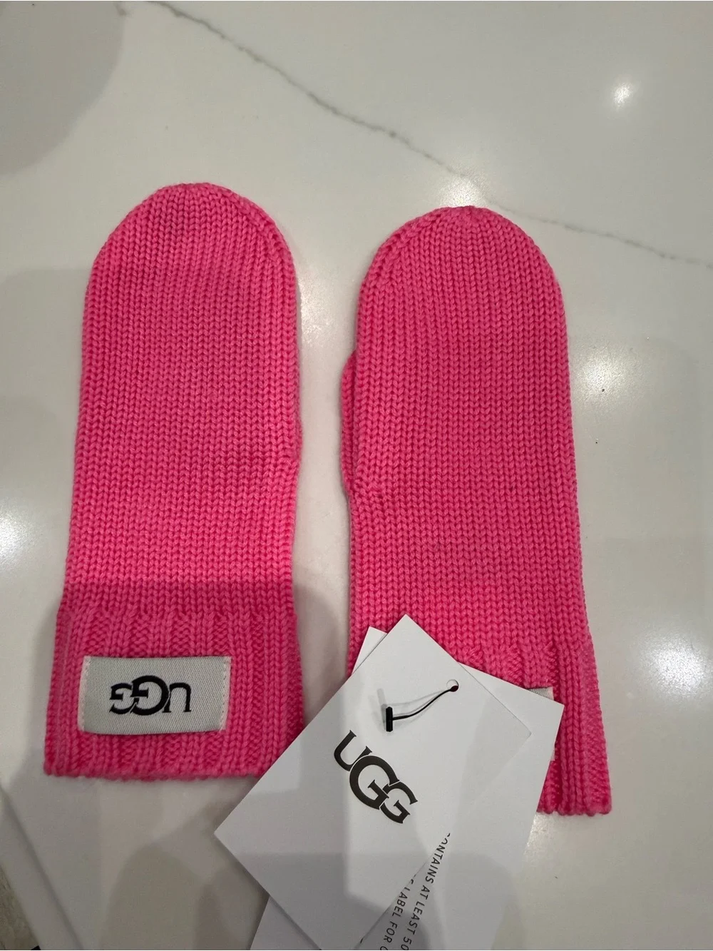 UGG Kids Bright Pink Knit Mittens